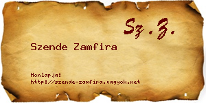 Szende Zamfira névjegykártya
